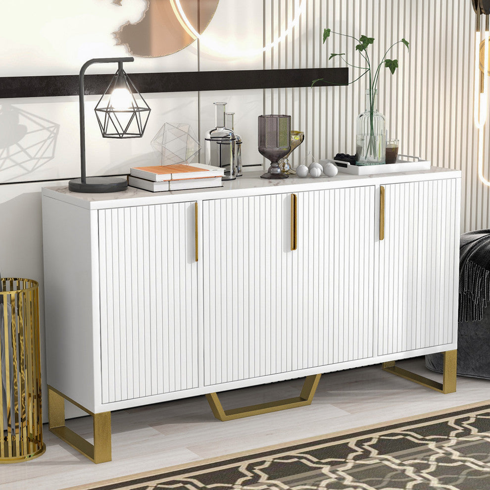 TATEUS 60"Modern dining Buffets sideboard Kitchen Cabinet, White