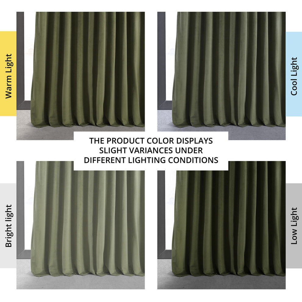Extra Wide Blackout Velvet Curtain Single Panel, Hunter Green, 100w X 96l
