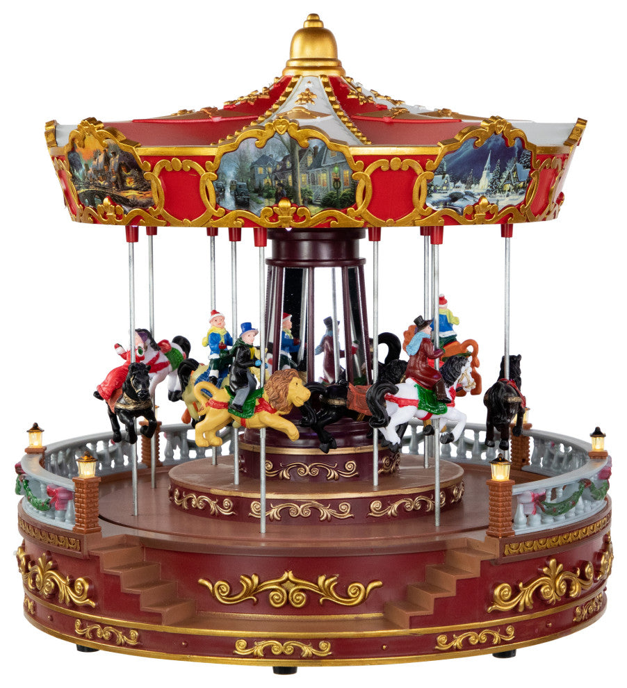 14" LED Lighted Animated and Musical Carousel Christmas Decoration