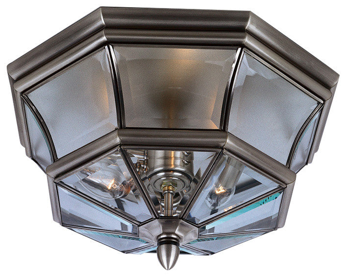 Quoizel NY1794P Three Light Outdoor Flush Mount Newbury Pewter