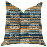 Timber Blue and Beige Textured Luxury Throw Pillow, 20"x20"