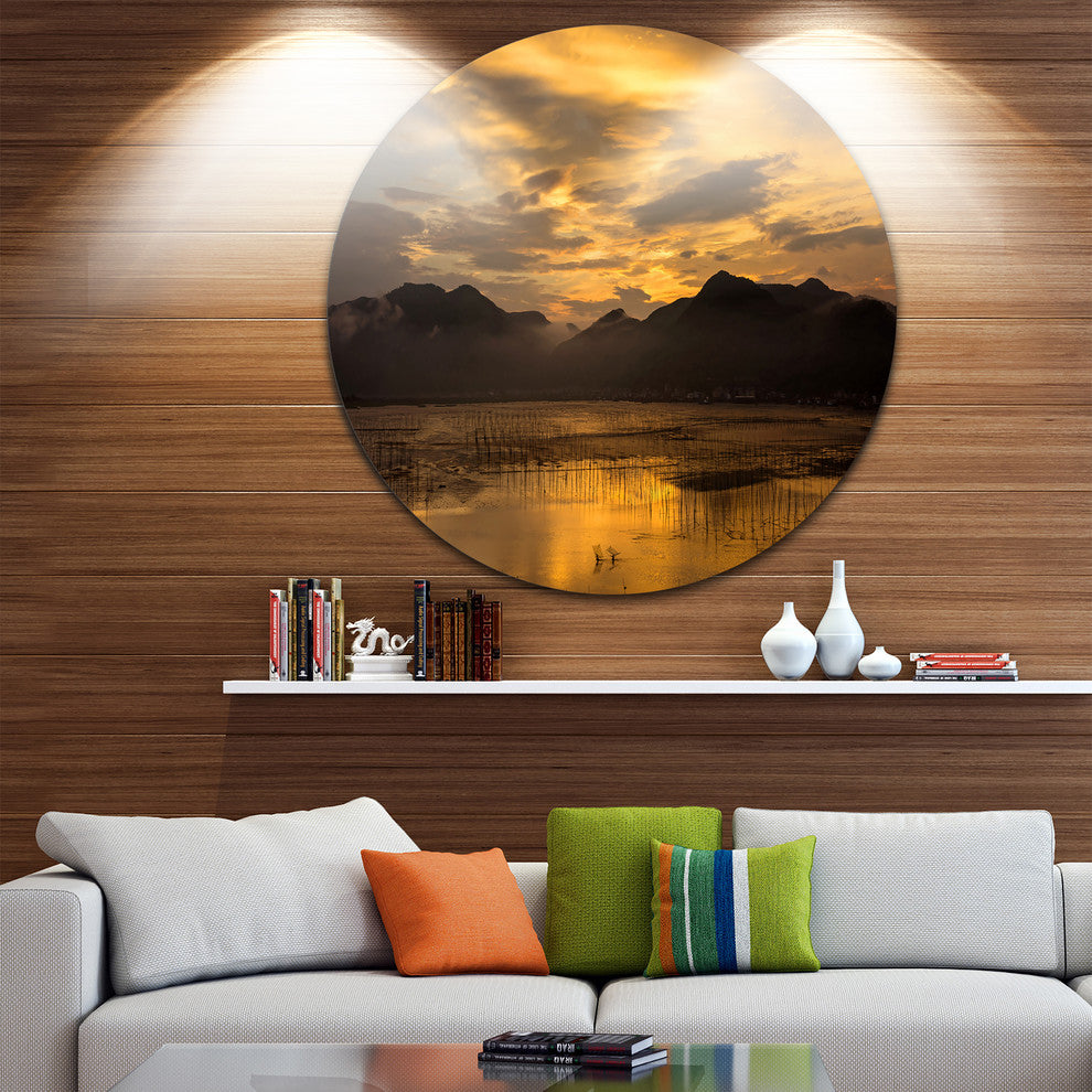 Sunrise In Xiapu County, Landscape Photo Large Disc Metal Wall Art, 23"