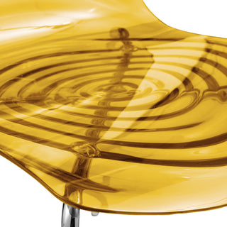 Leisuremod Astor Plastic Dining Chair With Chrome Base, Transparent Orange