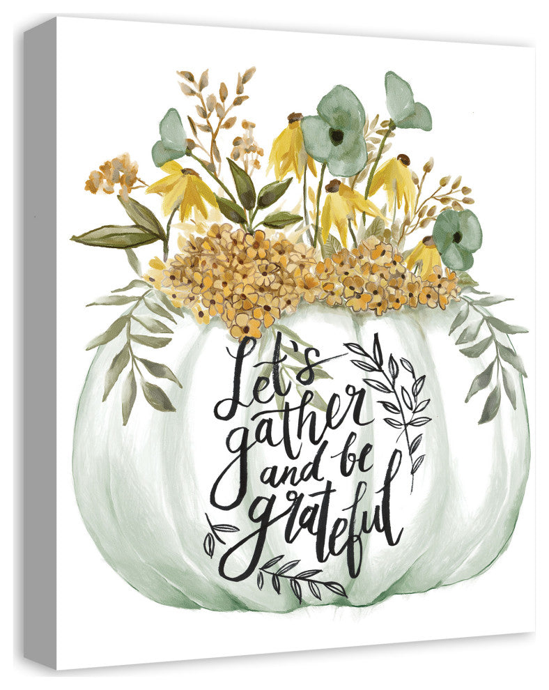 Pumpkin Watercolor Florals 3 16x20 Canvas Wall Art