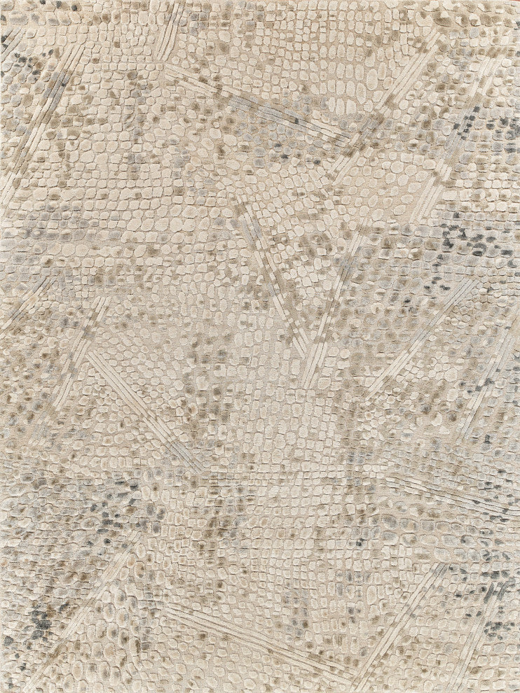 Overture Handmade Hand Loomed Wool and Bamboo Silk Beige Area Rug
