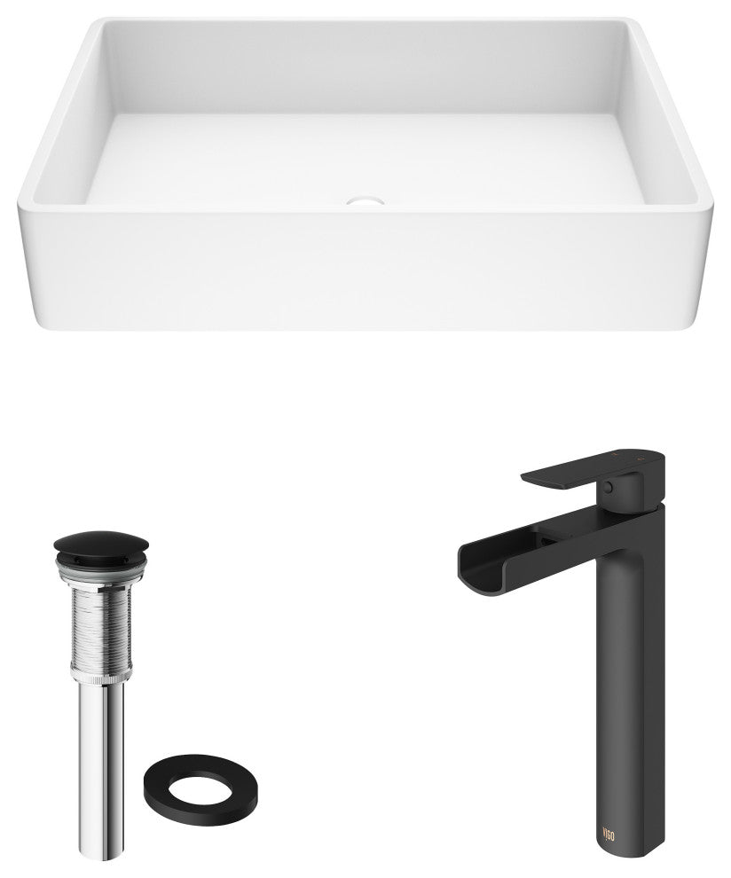 Magnolia 21"L x 14"W MatteStone Vessel Sink and Amada 10"H Faucet Set