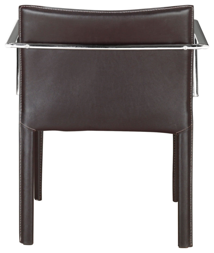 Office Chair, Set of 2, Faux Vinyl Leather, Brown Black, Chrome, Home Business