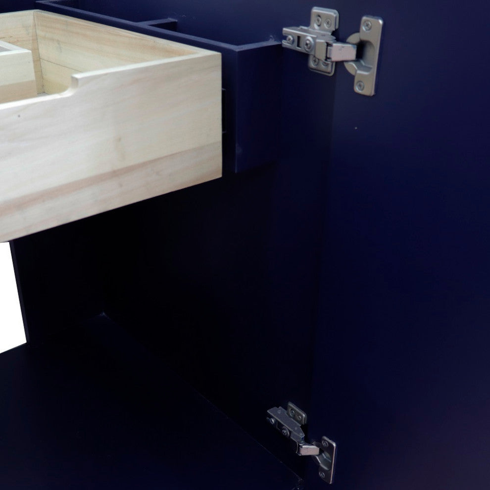 25" Single Vanity, Blue Finish With Black Galaxy And Oval Sink