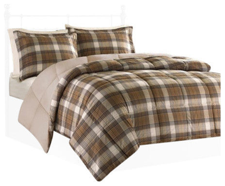 Woolrich Lumberjack Plaid Soft Spun Comforter Mini Set, Liber Brown