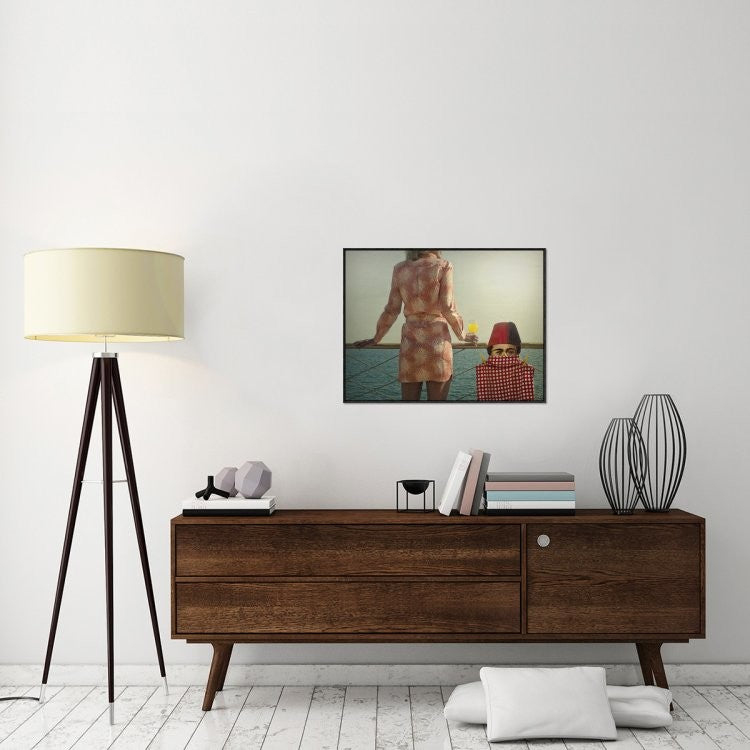 "Bonnie And Clyde" Framed Canvas Giclee by Ambra, 33x25"