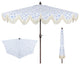 9ft Half Market Umbrella, Scalloped Fringe, Crank, Button Tilt, UV Protection