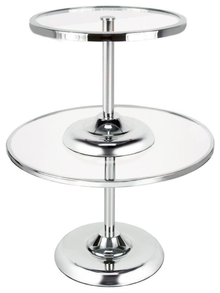 Silver Round Glass Top Cake Stand Dessert Display 11.25"