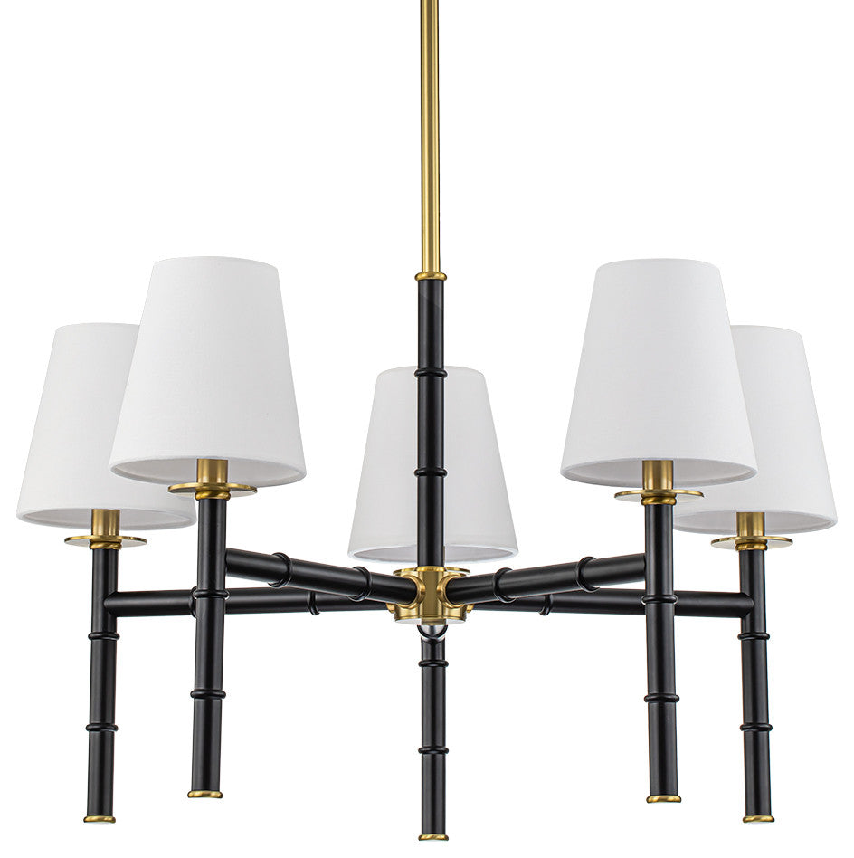 5-Light Classic Tapered Shade Fabric Chandelier