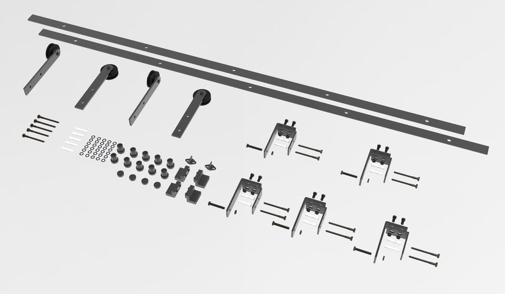 Bypass Sliding Barn Door Hardware Kit, Straight Design