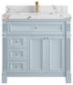 Paris 36" Center Sink Bathroom Vanity, Blue Heather 2" Viola Gold