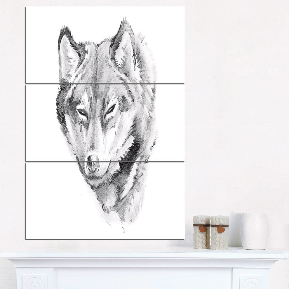 "Wolf Tattoo Art" Digital Metal Wall Art, 3 Panels, 28"x36"