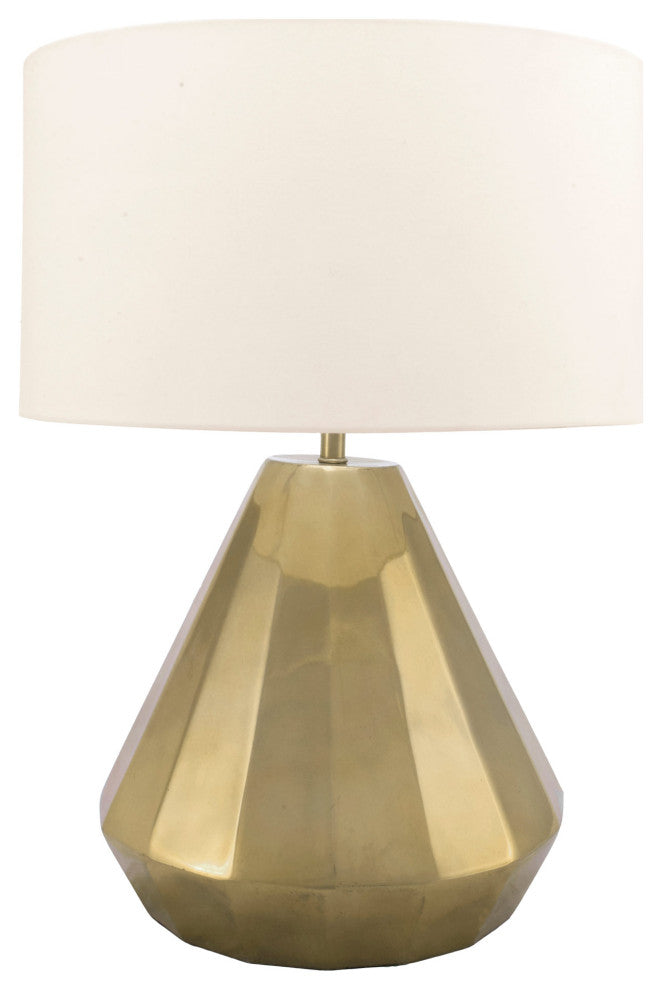 Nuloom Aluminium Cotton Shade Brass Finish Inline Switch Table Lamp, 20"