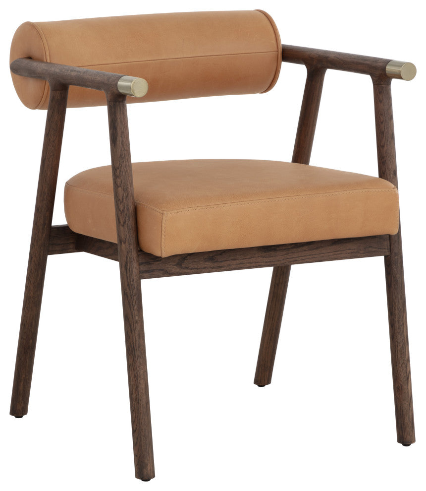 Sova Dining Armchair, Antique Brown, Sahara Camel Leather