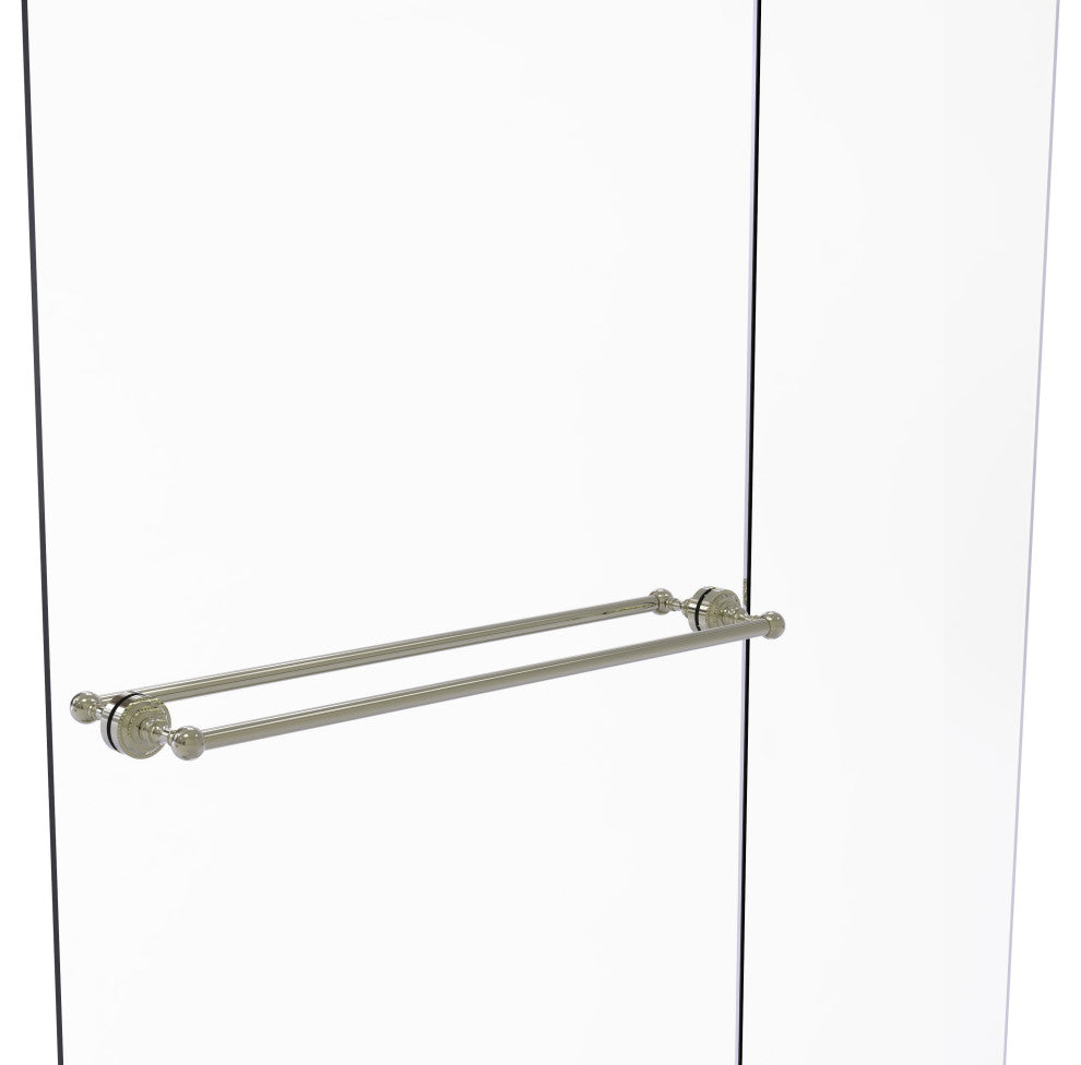 Dottingham 30" Back to Back Shower Door Towel Bar, Polished Nickel