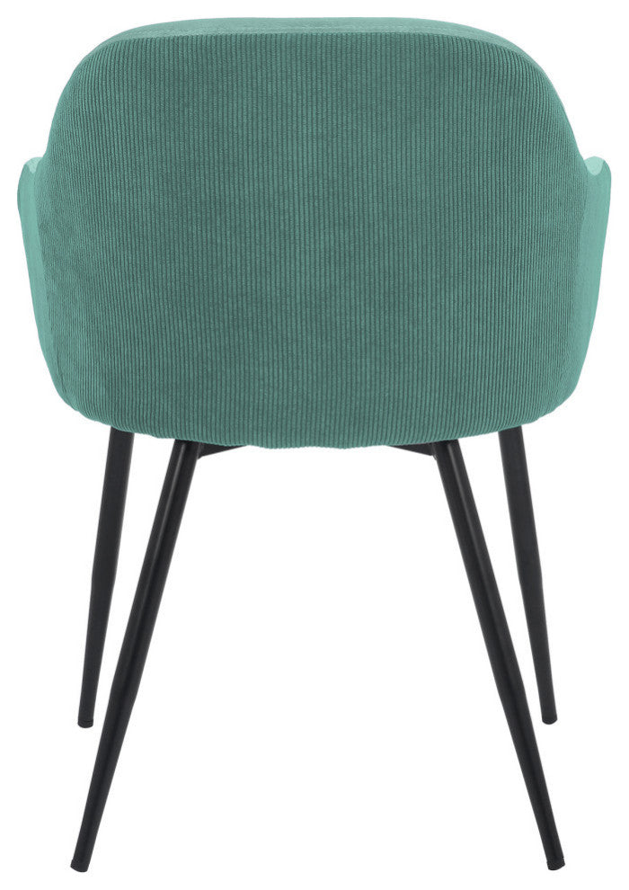 Pixie Fabric Dining Room Chair With Black Metal Legs, Teal
