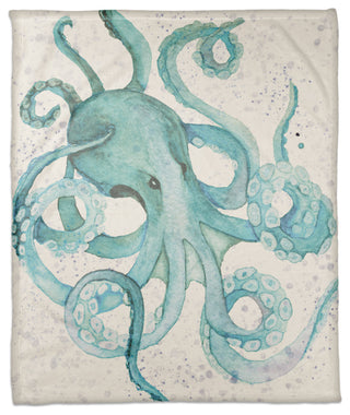 Octo Watercolor Teal 50x60 Throw Blanket