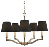 Golden Lighting Waverly Chandelier, Antique Brass with Groom Shade
