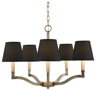 Golden Lighting Waverly Chandelier, Antique Brass with Groom Shade