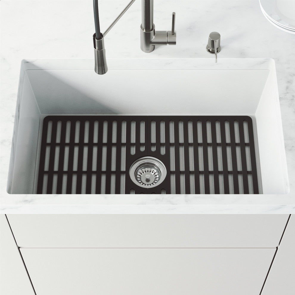 VIGO Silicone Protective Bottom Grid for Single Bowl Kitchen Sink, Matte Black, 27"lx17"w