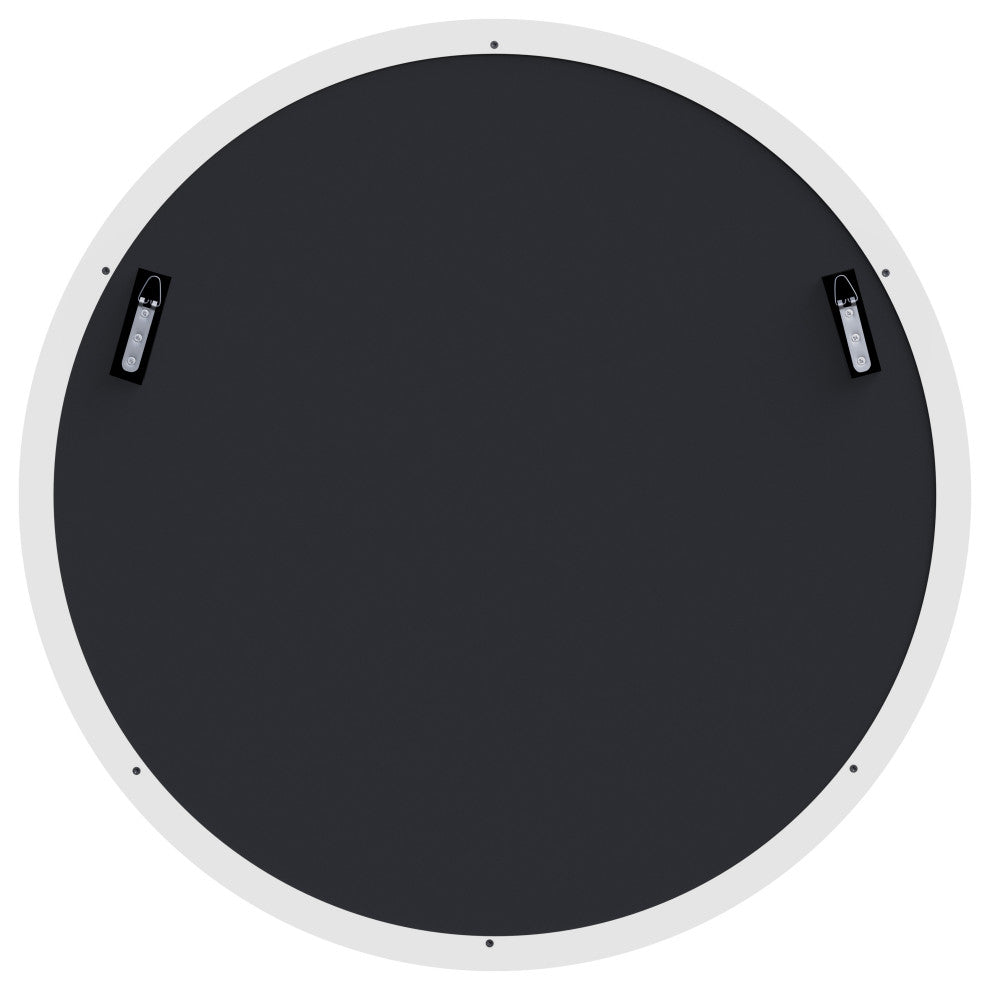 Round Black 32" Stainless Steel Framed Mirror, White