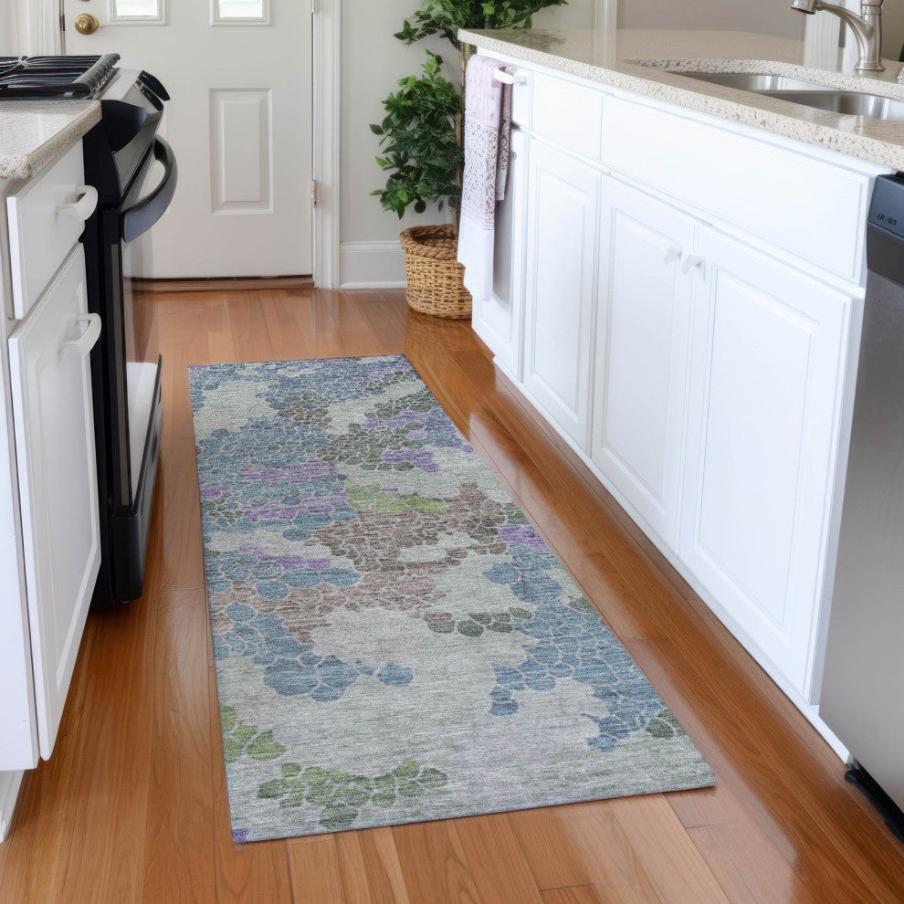 Machine Washable Indoor/Outdoor Chantille ACN1906 Blue 2'3" x 7'6" Runner Rug