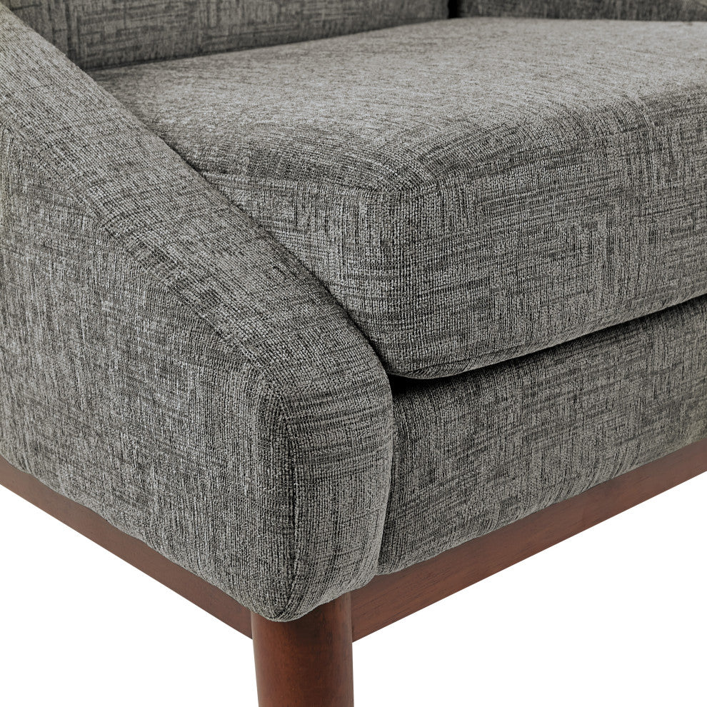 Mid-Century Club Chair, Charcoal Fabric With Coffee Finish Legs