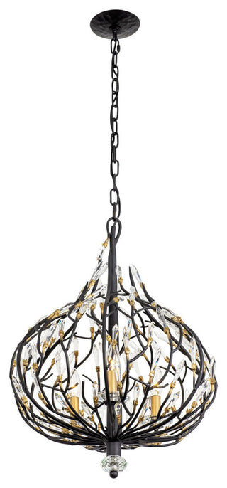 Bask 3-Lt Crystal Pendant - Matte Black/French Gold