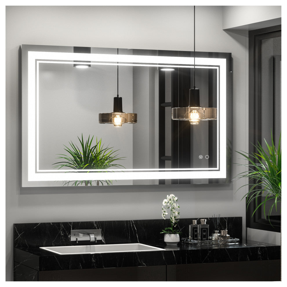 LED Bathroom Mirror, Anti-Fog Memory Dimmable IP54 Waterproof, 40"x24"