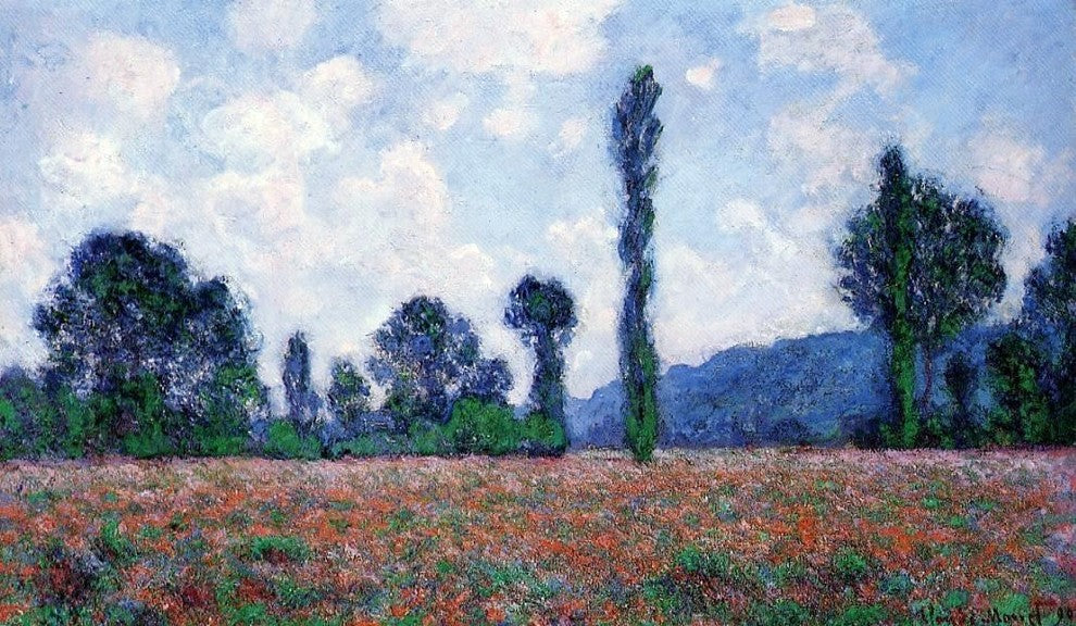 Claude Oscar Monet Poppy Field- Giverny, 18"x27" Wall Decal Print