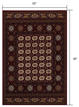 5" x 8" Red Eclectic Geometric Pattern Area Rug