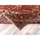 Tomato Red Hand KnottedVintage Persian Heriz Worn Down Oriental Rug 9'9"x12'4"