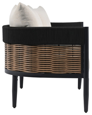 Safavieh Harrison Indoor-Outdoor 3 Seater Sofa, Black/Taupe