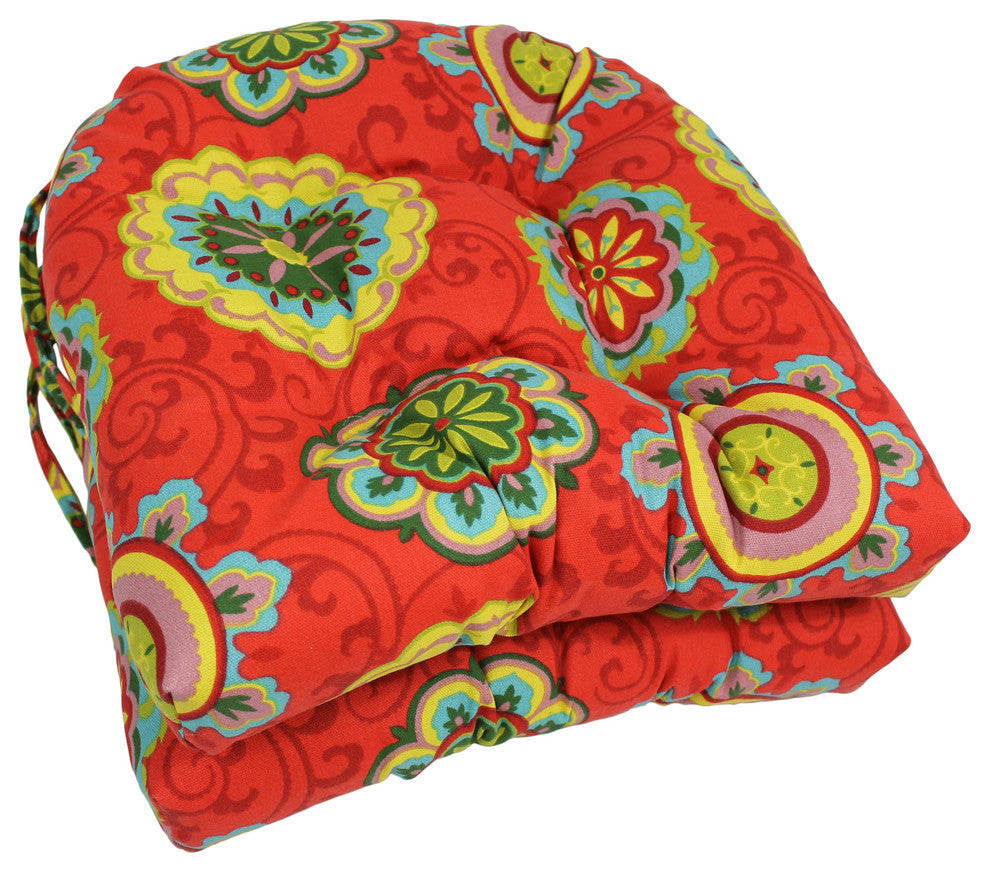 16" Polyester U-Shaped Tufted Chair Cushions, Set of 2, Farrington Terrace