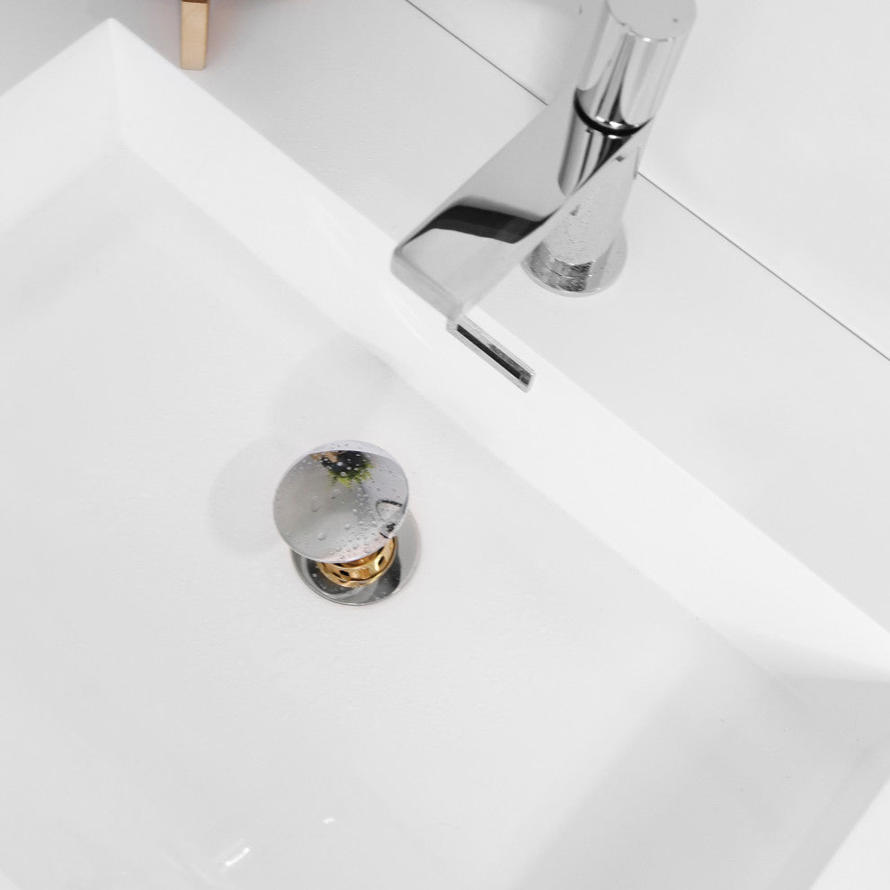 STYLISH Polished Chrome Pop-Up Bathroom Sink with Overflow Set of Two