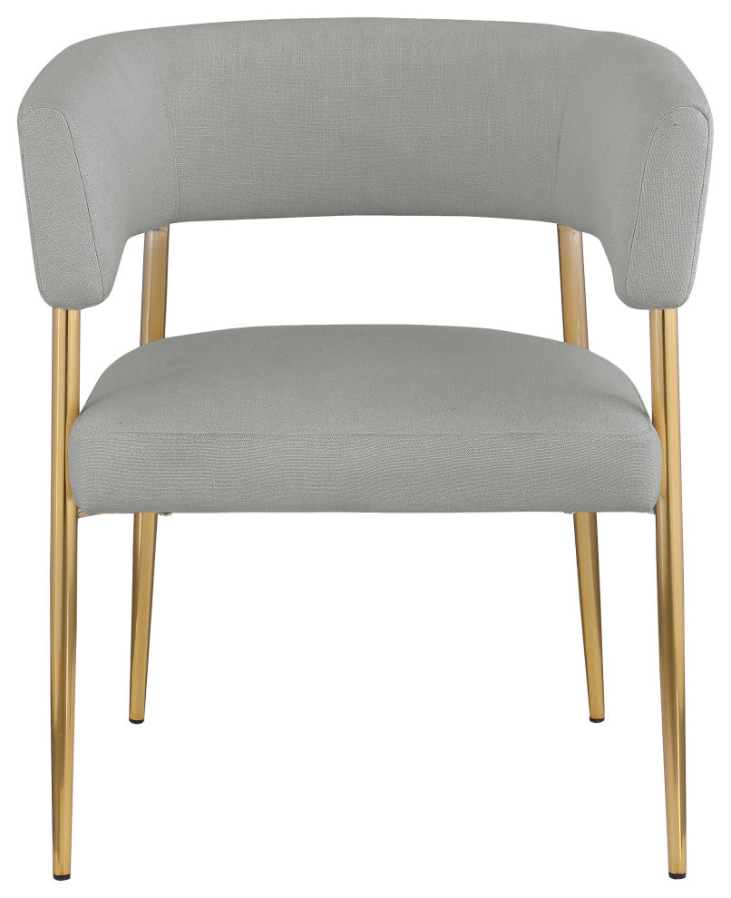 Creston Durable Linen Textured Fabric Upholstered Dining Chair, Grey
