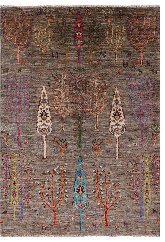 5' 8" X 8' 3" Tribal Persian Gabbeh Handmade Wool Rug Q5289