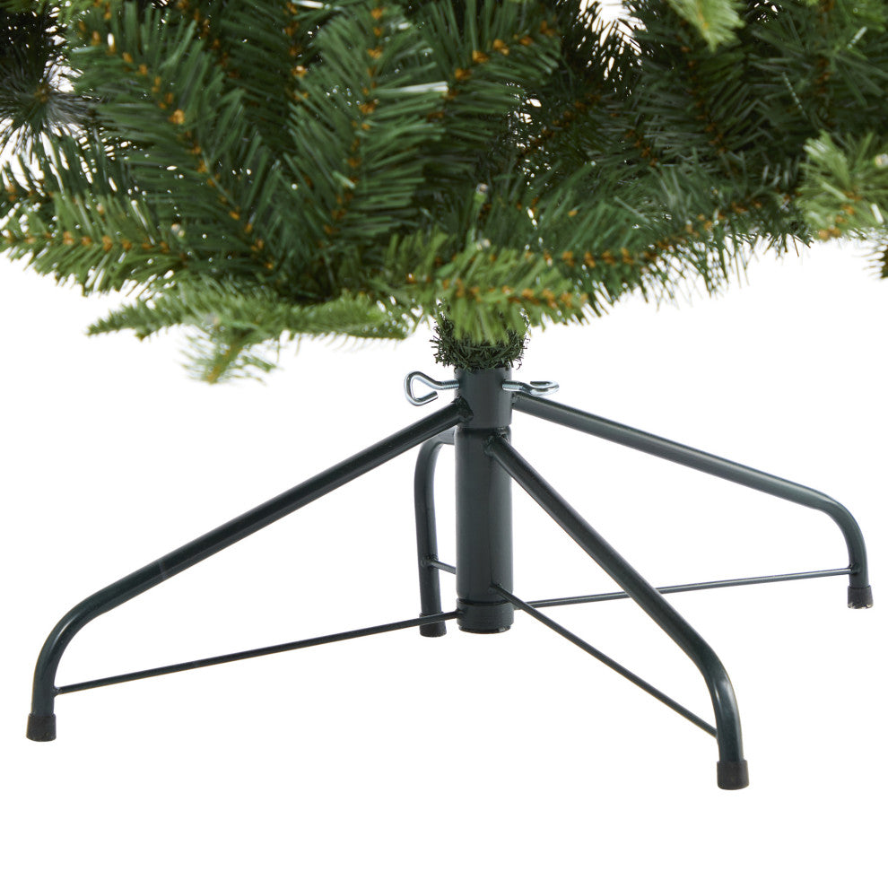 6' Grand Teton Spruce Flat Back Faux Xmas Tree W/ Lights & Bendable Branches