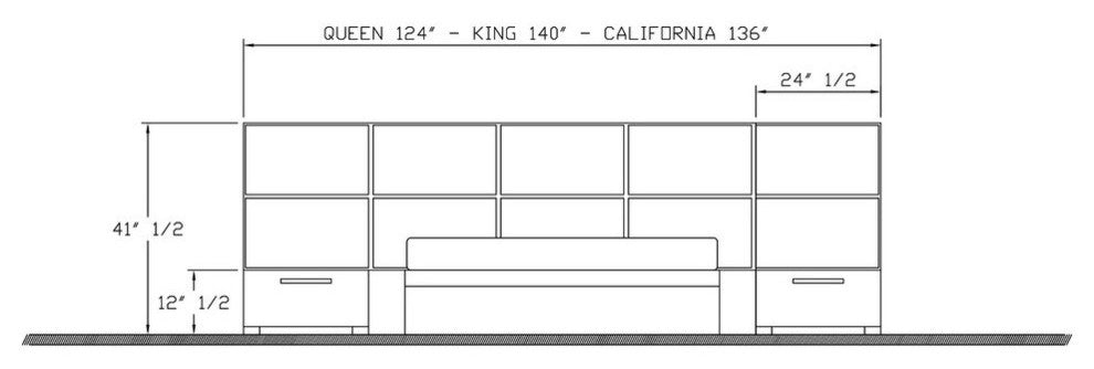 Yoko Bed With 2 Nightstands, Wenge With Natural Wood Panel, Queen