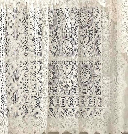 Hopewell Lace Cream Kitchen Curtain, 36" Tier
