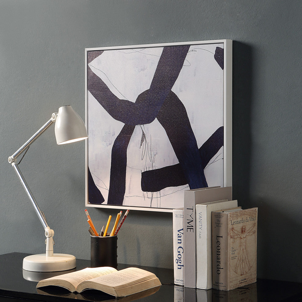 Set of 2 Abstract Wall Art With White Frame, Blue