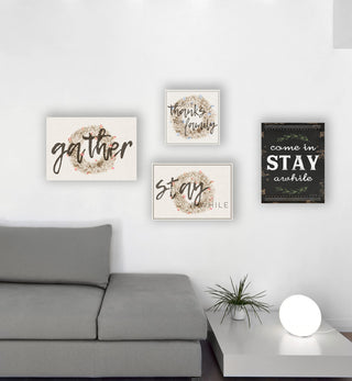 "Stay A While Strawflower Wreath" 10x15, Wall Plaque Art