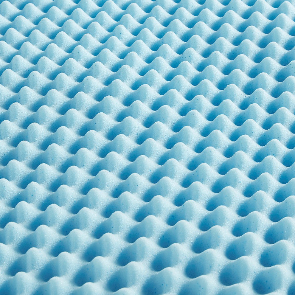 Sleep Philosophy 1.5" Gel Memory Foam Topper, Blue, Queen