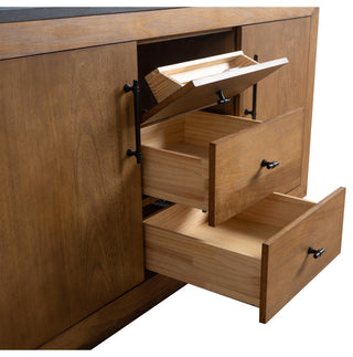 Vanity Art Bathroom Vanity With Sink, Tan, 60" Double, Black Limestone Top