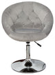 Antoinette Round Tufted Vanity Chair, Cool Gray Velvet