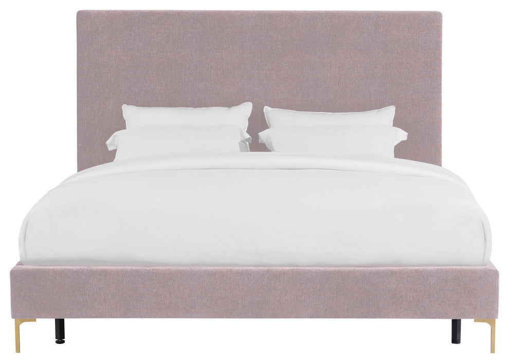 TOV Furniture Delilah Blush Textured Velvet Bed in Queen
